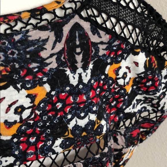 Lucky Brand tunic capped sleeve top boho print sm - Picture 4 of 5